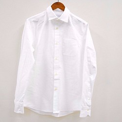 <Lサイズ>簡單的日式白襯衫使用於吃塌春亞紡面料棉綢襯衫 第1張的照片