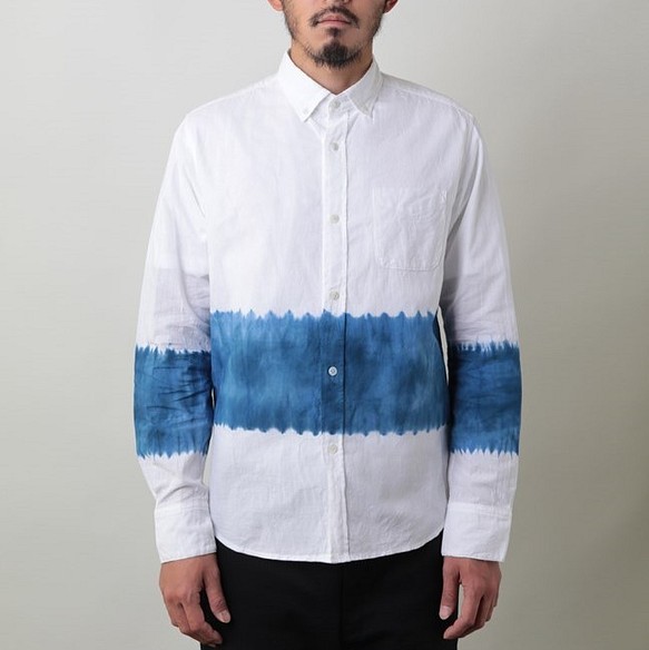 ｍ 逆大帽子絞り染め 知多木綿ボタンダウンシャツ 綿100 日本製 青むら染め Shibori Shirt シャツ ブラウス メンズ ツムギラボ 通販 Creema クリーマ ハンドメイド 手作り クラフト作品の販売サイト