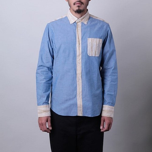 wafu】Linen Shirt ショールカラー シャツ /亜麻ナチュラル t036b-amn1