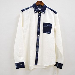 &lt;M尺寸&gt; Bigo Setsuori Taibushi x Bigo絣（斑駁的）絣系扣襯衫日本製造 第1張的照片