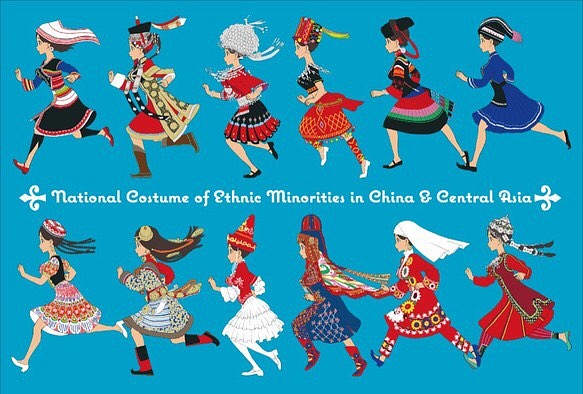 ポストカード 中国少数民族と中央アジアの民族衣装 ２枚セット カード レター Mobo 通販 Creema クリーマ ハンドメイド 手作り クラフト作品の販売サイト