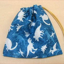 4-99◆ＳＡＬＥ◆再販◆巾着袋◆１８×１８ｃｍ◆きょうりゅう恐竜◆コップ袋＊マスク袋，おやつ入れ等に♪ 1枚目の画像