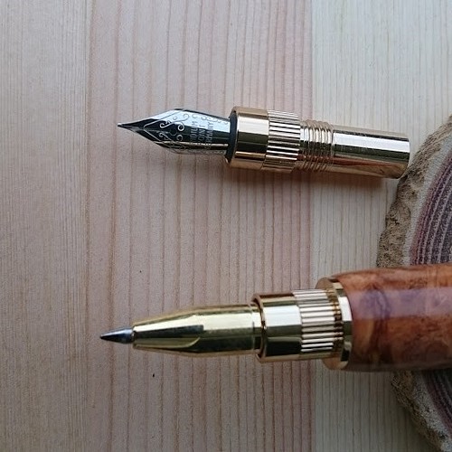 木製ペン 万年筆 ボールペン グラデュエイトタイプ 花梨瘤紅白杢 ペン