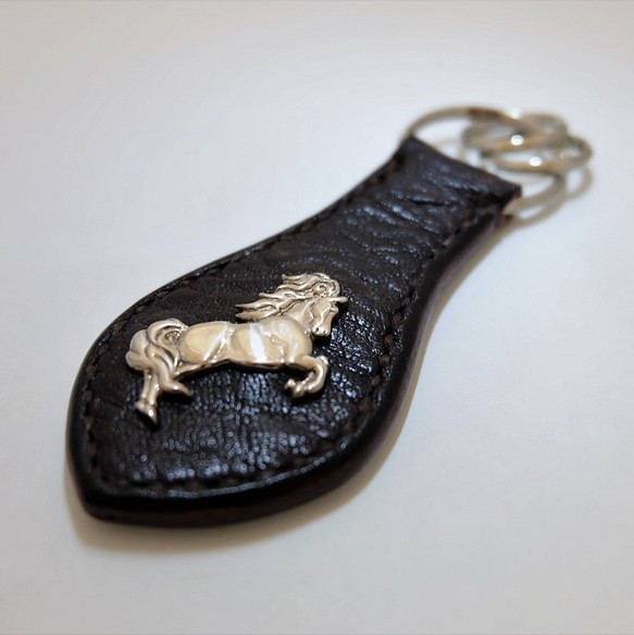 レザーキーホルダー horse darkbrown １ キーリング Spark joy STORE