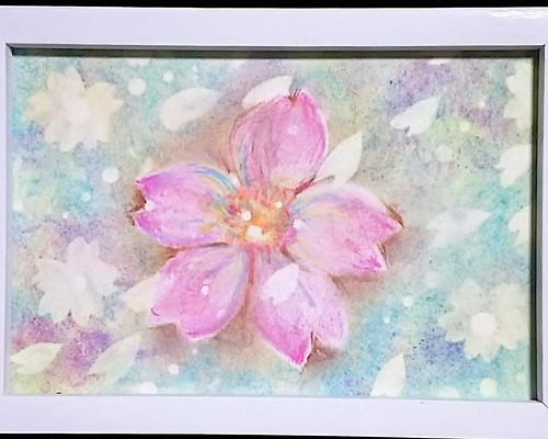 パステルアート＆色鉛筆画　桜と春風