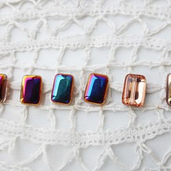 チェコビーズCzech Glass Beads長方形赤紫青4個 1枚目の画像