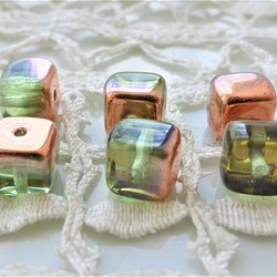 捷克珠捷克玻璃Bea Cube葉透明青銅6片 第1張的照片