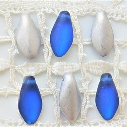 チェコビーズCzech Glass Beadsダガー青シルバー6個 1枚目の画像