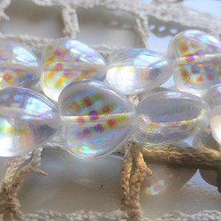 ハート　透明　チェック　チェコビーズCzech Glass Beads６個 1枚目の画像