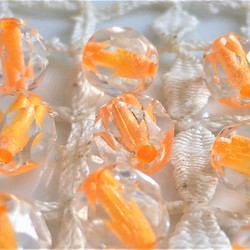 FP　透明マリーゴールド　チェコビーズCzech Glass Beads１４個 1枚目の画像