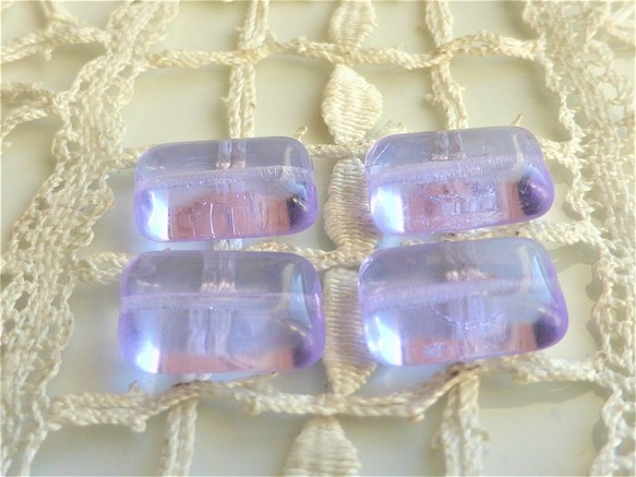 變色！透明紫羅蘭色長方形捷克珠捷克玻璃珠4 第1張的照片