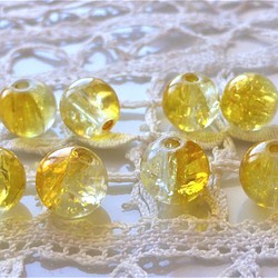 透明，黃色易碎捷克玻璃珠x10 第1張的照片