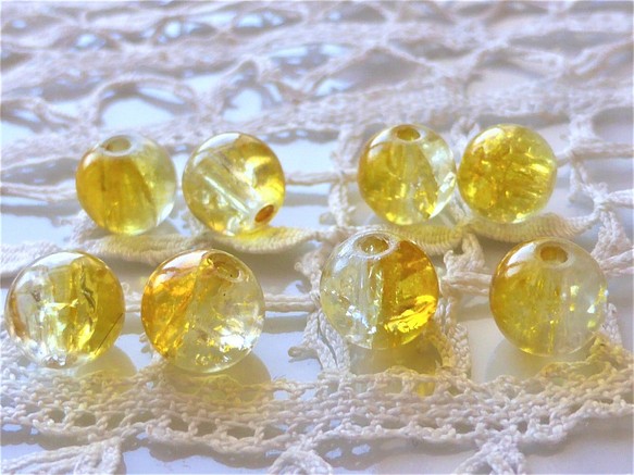 透明，黃色易碎捷克玻璃珠x10 第1張的照片