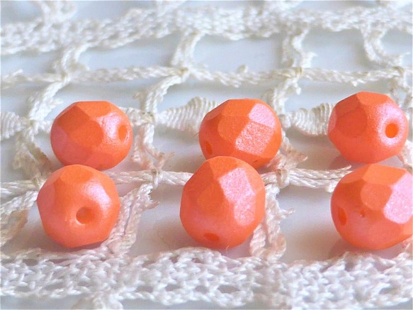 サーモンピンクパール　Czech Glass Beads6個 1枚目の画像