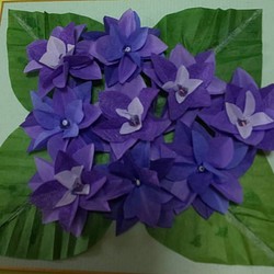 和紙の折り紙フラワー(紫陽花ムラサキ) 1枚目の画像