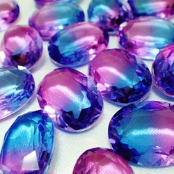 合成トルマリン風・バイカラービジュー・オーバルカット(青×紫ピンク色)3個セット 1枚目の画像