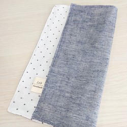 Lu's handmade//藍色 點點 雙層棉紗布料 手帕 手工純棉手帕 二重紗手帕 第1張的照片