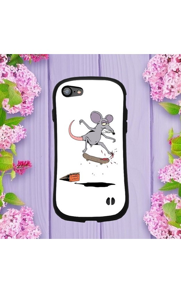 ネズミ アニマル カワイイ スマホケース かわいい iPhoneケース 可愛い スケボー 1枚目の画像