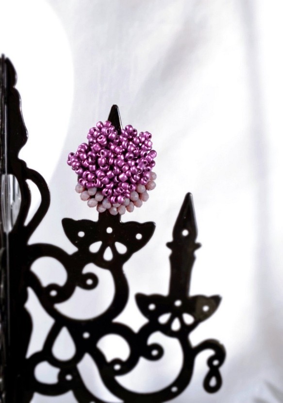 つぶつぶビーズの指輪　ミナペルホネンお好きな方に　紫パープル　木の実ブルーベリー 1枚目の画像