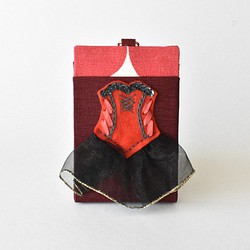 バレエパスケース【赤×黒・キトリ】バレリーナへのプレゼントや発表会の贈り物、記念品に(r01) 1枚目の画像