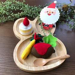★聖誕節早鳥兔木製盤子+ 5件套+名稱木勺+聖誕老人卡片♪ 第1張的照片