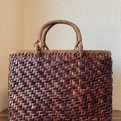 胡桃 くるみと山葡萄 手作り 籠バッグ 内布付き かごバッグ 伝統工芸 