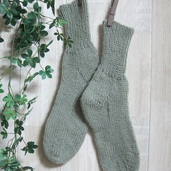 靴下　ウール100％手編みなのに安価  大人用Ｋ432 1枚目の画像