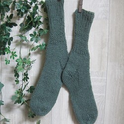 靴下　ウール100％手編みなのに安価  大人用Ｋ439 1枚目の画像
