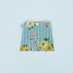 仮置きマスクケース・ミニポーチ・サニタリーポーチ♪ストライプとお花♪グリーン 1枚目の画像