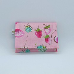 ♪再販♪ふた付きポケットティッシュケース♪手描きフルーツ♪ピンク 1枚目の画像