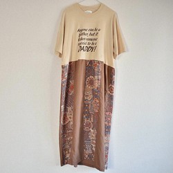 Kimono remake T shirt one piece 着物リメイク　パッチワーク　Tシャツワンピース　 1枚目の画像