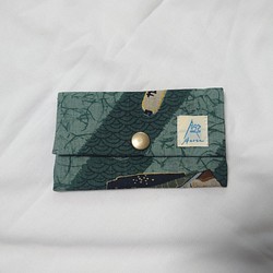 Kimono card case 着物　リメイク　カードケース　名刺入れ　日本製　和柄　虎　提灯 1枚目の画像