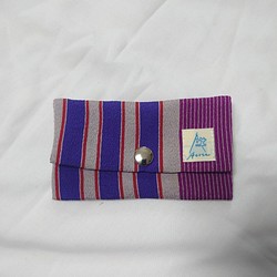 Kimono card case 着物　リメイク　カードケース　名刺入れ　日本製　縞模様　シルク　絹　紫 1枚目の画像