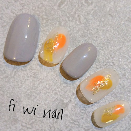 Paintedorange ネイルチップ060 ぬりかけネイル オレンジ シンプル グレー ネイルチップ ネイルシール Fi Wi Nail 通販 Creema クリーマ ハンドメイド 手作り クラフト作品の販売サイト