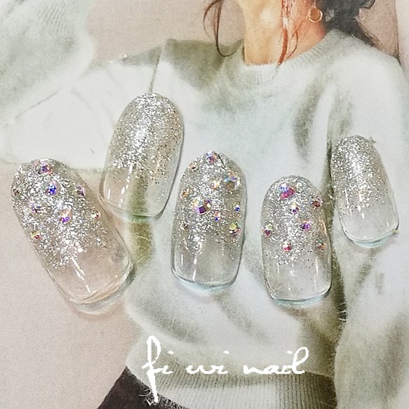 Glitter Crystals♡ネイルチップ♡キラキラストーン 1枚目の画像
