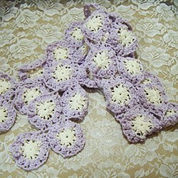 ストール 春のお花模様 手編み コットン 1枚目の画像