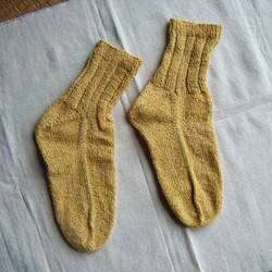 手編みの靴下 イエロー系 №12 1枚目の画像