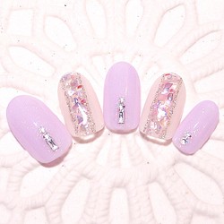 パープルシェルネイルデザイン ネイルチップ ネイルシール Merci Nail 通販 Creema クリーマ ハンドメイド 手作り クラフト作品の販売サイト