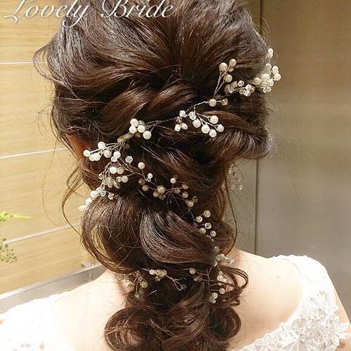 ヘッドドレス 小枝 バックカチューシャ ヘアアレンジ ヘッドアクセ ウェディング 結婚式 花嫁 二次会 ブライダル ヘアアクセサリー Lovely Bride 通販 Creema クリーマ ハンドメイド 手作り クラフト作品の販売サイト