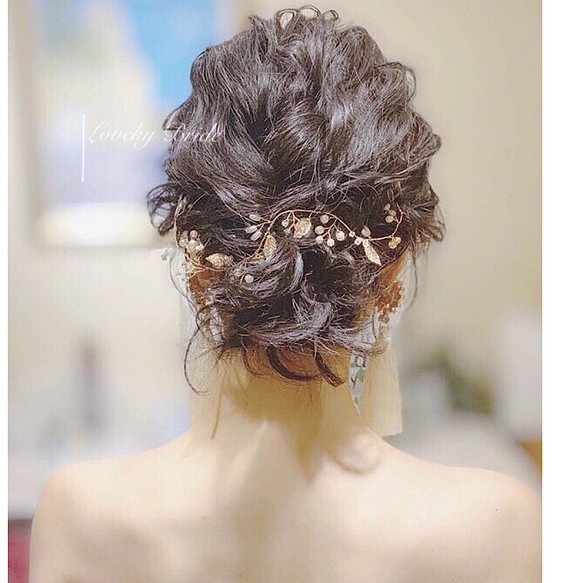 バックカチューシャ ヘアアクセサリー リーフ ボタニカル ワイヤー ゴールド ヘッドドレス カチューシャ パール ヘアアクセサリー Lovely Bride 通販 Creema クリーマ ハンドメイド 手作り クラフト作品の販売サイト