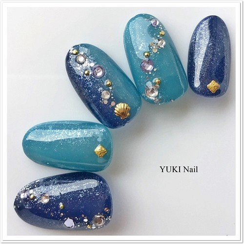 夏ネイル 付け爪 ネイルチップ ネイル 上品 華やか シンプル 綺麗 ジェル ネイルチップ ネイルシール Yuki Nail 通販 Creema クリーマ ハンドメイド 手作り クラフト作品の販売サイト