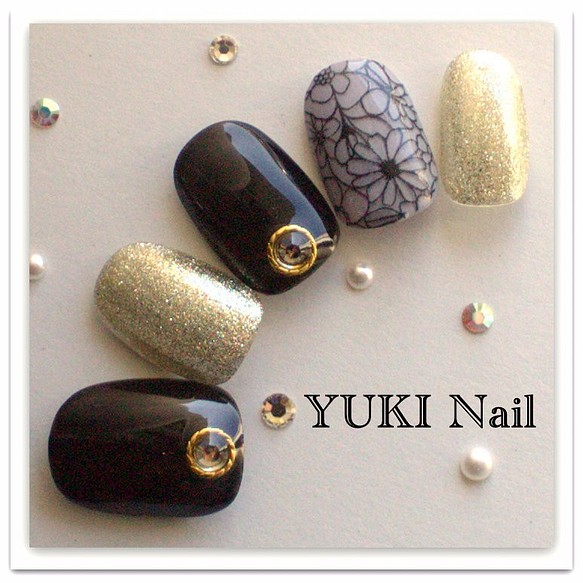 クールネイル 付け爪 ネイルチップ ネイル 上品 華やか シンプル 綺麗 ジェル ネイルチップ ネイルシール Yuki Nail 通販 Creema クリーマ ハンドメイド 手作り クラフト作品の販売サイト