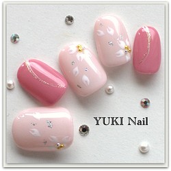 ピンクの桜ネイル/ネイル/上品/華やか/シンプル/綺麗/ジェル 1枚目の画像