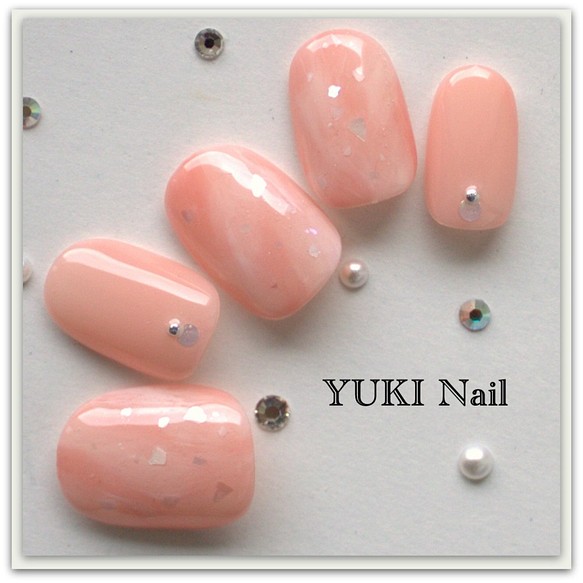 マーブル コーラルオレンジ ネイルチップ ネイル 上品 華やか シンプル 綺麗 ジェル ネイルチップ ネイルシール Yuki Nail 通販 Creema クリーマ ハンドメイド 手作り クラフト作品の販売サイト