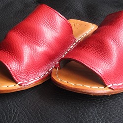 手縫い 革のスリッパ ＬＬサイズ ブラウン シューズ・靴 HatmanWalk 