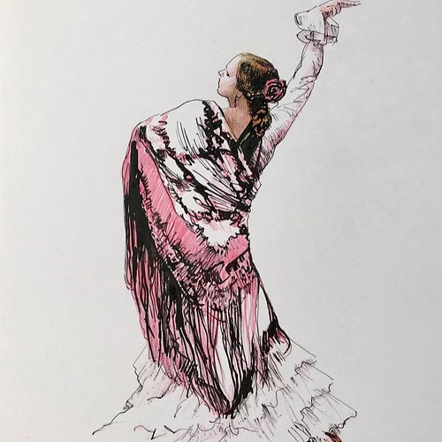 Flamenco 4 アート 原画 絵画 インク フラメンコ ダンサー イラスト Studio Ahchoo 通販 Creema クリーマ ハンドメイド 手作り クラフト作品の販売サイト