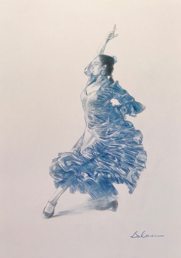 絵画 油絵 油彩画 原画 F3「フラメンコ」(マドリッド) 美品 装飾品 