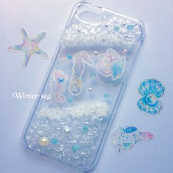 天然石のiPhone7ケース♡冬の海♡氷 1枚目の画像