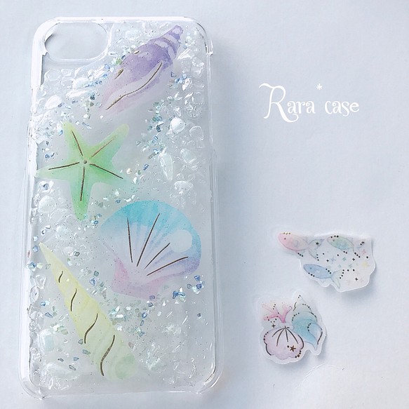 新作♡天然石のiPhoneケース❁︎海中貝殻コレクション♡iPhone7 iPhone6/6s iPhone8 1枚目の画像