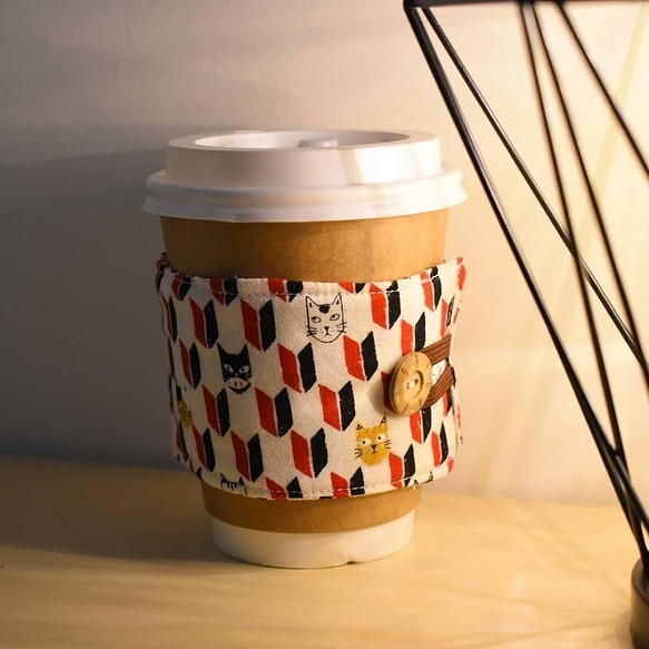 咖啡杯套-調皮貓 第1張的照片